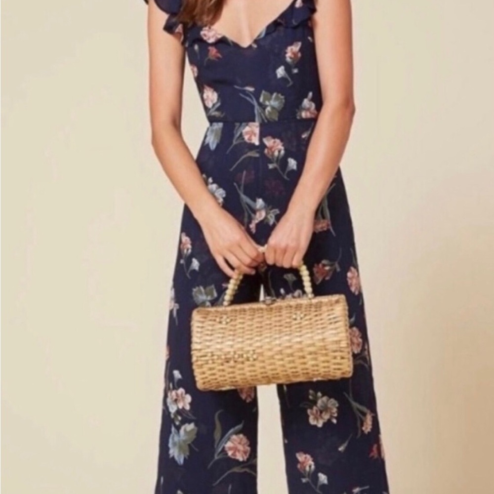 Reformation Floral V-Neck Jumpsuit